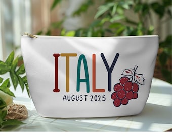 Italy zipper pouch Travel Italy bag Coquette Italy bag Tuscany wine Italian vacation travel bag Italian Gift for Italy lovers Italy trip bag