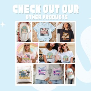 May include: A collage of various apparel and accessories featuring travel-themed designs. The items include t-shirts, tote bags, and mugs with phrases like "Travel Buddies", "Beach Mom", and "Travel is my Therapy".