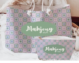 Personalized Mahjong bag for tiles, mats, and pushers Custom Mahjong tote Gift for Mahjong player Personalized Mahjong travel bag