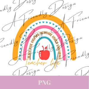 Teach Love Inspire Motivate Listen Encourage, PNG, Digital Downloads, Instant Download, png designs, sublimation design, teacher life png