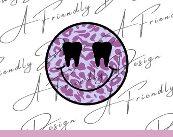 Leopard Smiley Face, Tooth PNG, Smiley Face PNG, Digital Downloads, png for shirts, Sublimation, Instant Download, dental hygiene, teeth