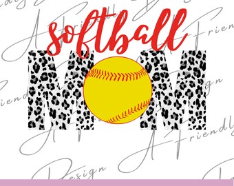 Softball Mom Leopard, PNG, Digital Downloads, Instant Download, png designs, sublimation design, softball mom, leoaprd print png