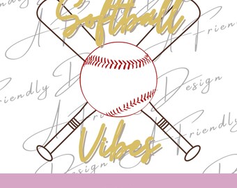 Softball Vibes, PNG, Digital Downloads, Softball Vibes PNG, Instant Download, png designs, sublimation design, Softball PNG, baseball bat