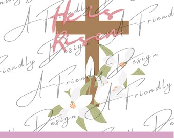 He is Risen, PNG, Digital Download, Religious, Instant Download, Christian, png file, He has risen png, faith, Jesus, He is risen png, cross