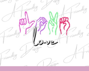 Love, PNG, SVG, Digital Downloads, Instant Download, png designs, sublimation design, asl love svg, asl love, asl, sign language, asl png