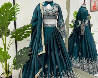 Lehenga Jimi Choo con dupatta de red suave: atuendo de boda indio