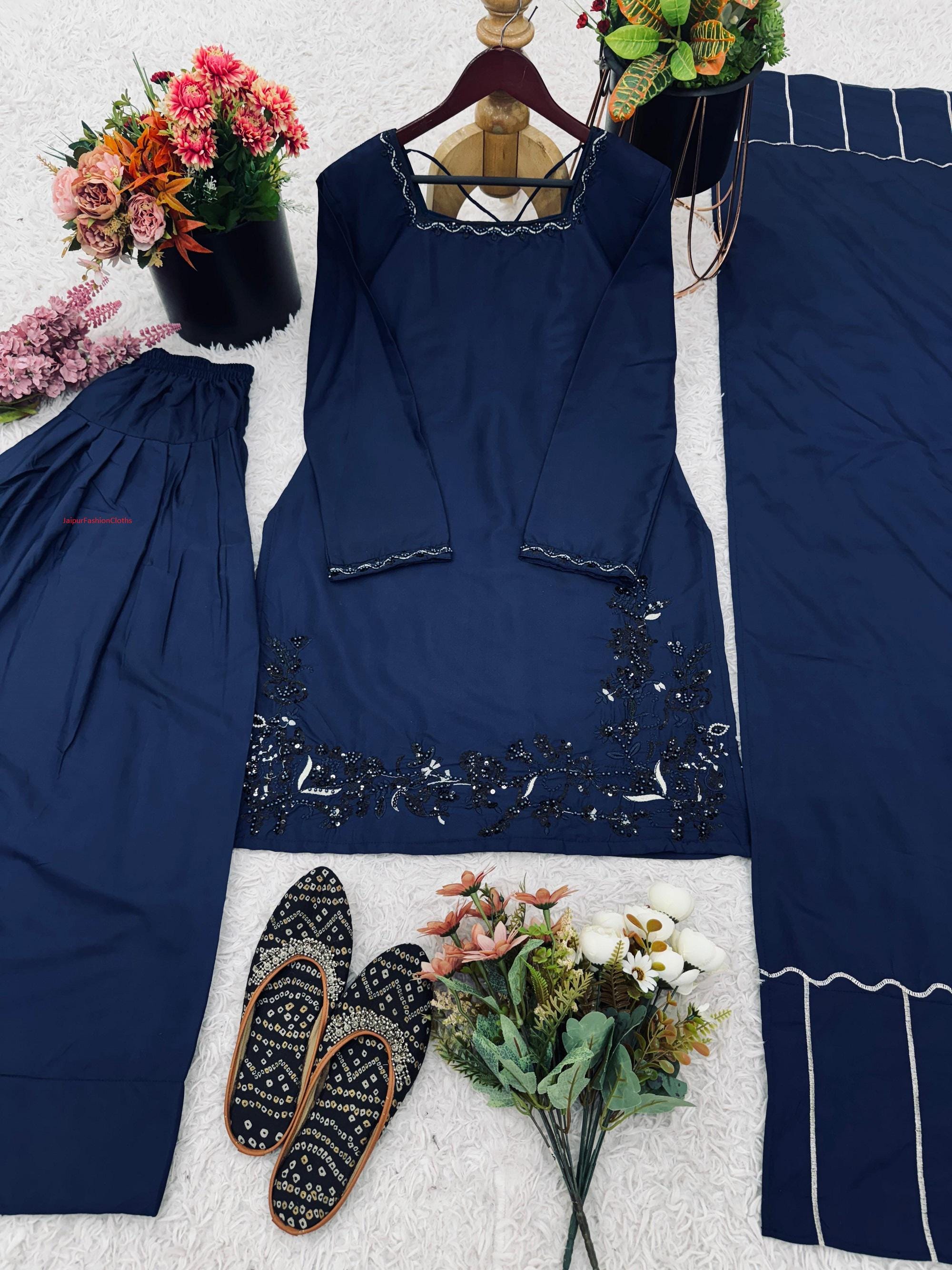 Designer Farshi Salwar Kameez Suit Pakistani Indian Dress Patiala Silk Shalwar Kurta Chiffon Dupatta For Girls & Women Farshi Salwar Suit