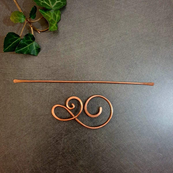 Copper hair pin, custom barrette, hair fork, wedding hair jewellery, fine or thick hair clasp