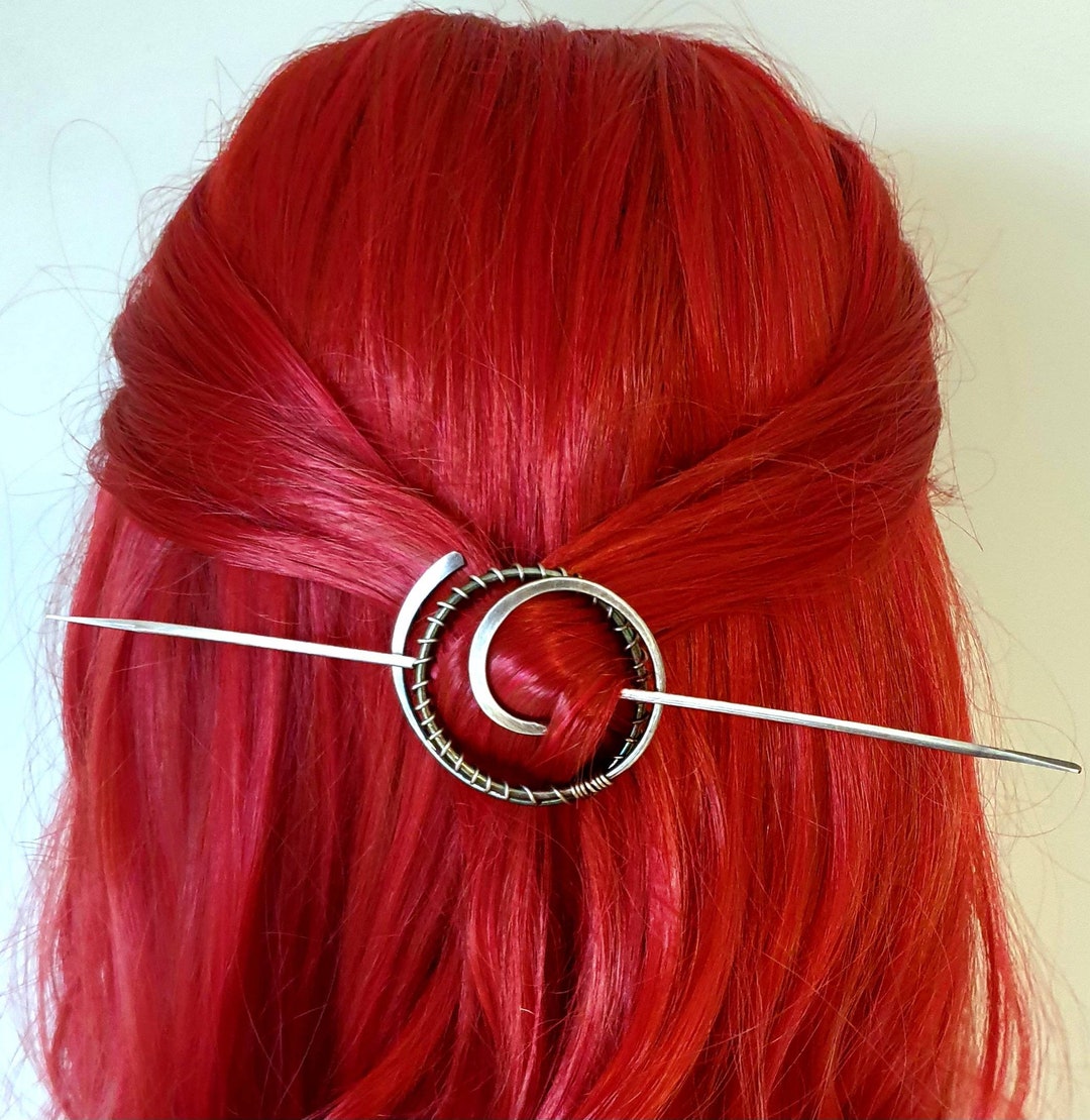 Silver Spiral Hair Barrette, Hair Fork, Celtic Hair Clasp and Hairpin