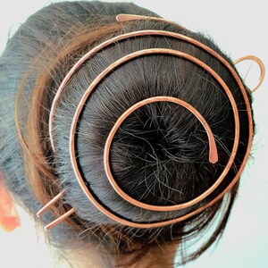 Metal bun cage, copper, silver or brass bun holder, for thick or thin hair, perfect wedding barrette, spiral slide image 10