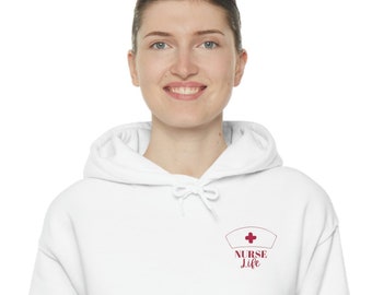 NURSE Life Sweater | Magenta Design | Unisex Schwere Mischung Kapuzen Sweatshirt | Krankenschwester Hoodie | Krankenschwester Pullover | Krankenschwestern-Kleidung | Wertschätzung