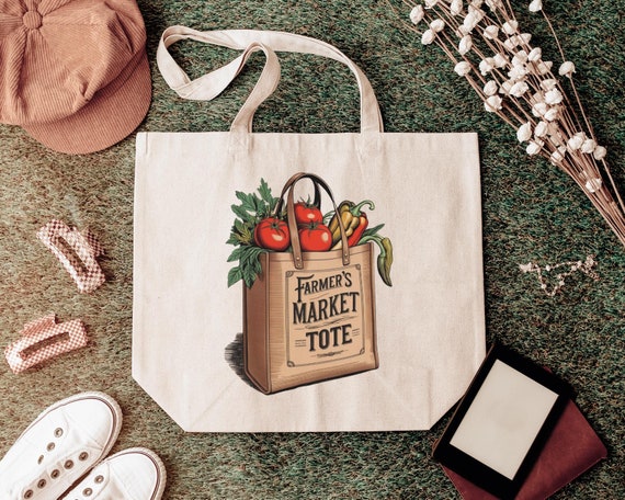 Farmers Market Canvas Tote Bag Eco-friendly Reusable Grocery