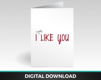 Tarjeta IMPRIMIBLE "Me gustas mucho" / Aniversario - Tarjeta de San Valentín - Tarjeta para novio - Tarjeta para novia