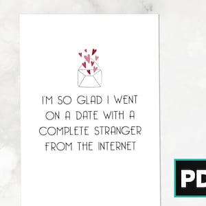 Internet Stranger DIGITALE afdrukbare wenskaart | Online daten, koppels, jubileum, Valentijnsdag, cadeaus voor haar, cadeaus voor hem