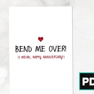 Bend Me Over Tarjeta de aniversario / Tarjeta de felicitación DIGITAL, Imprimible / Parejas, Aniversario, Regalos para ella, Regalo para él