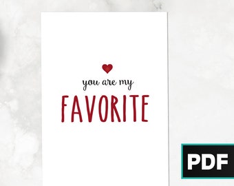 You Are My Favorite Greeting Card | DIGITAL Greeting Card, Printable | Couples, Anniversary, Valentine's Day, Gifts for Her, Gift for Him