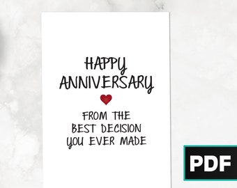 Best Decision Ever Made Anniversary Card | DIGITAL Greeting Card, Printable | Couples, Anniversary, Gifts for Her, Gift for Him