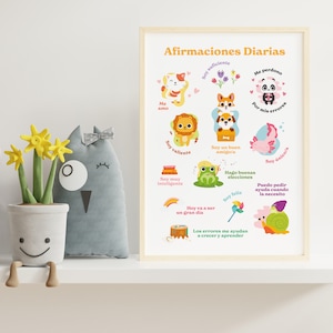 Poster voor imprimibles • Positieve bevestigingen voor niños met dierenillustraties • Descarga Digital • EN ESPAÑOL