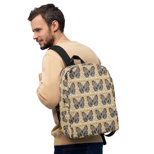 Sac à dos papillon hibou pour ordinateur portable 15 pouces Sac à bandoulière pour homme et femme avec poches Sac de travail et de voyage scolaire Grand, facile à nettoyer, nature neutre