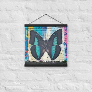 Stampa murale a farfalla Banded King Shoemaker 16"x16" stampa opaca sospesa / Prepona Demophon Decor / Stampa a farfalla Street Art / Ispirata alla natura