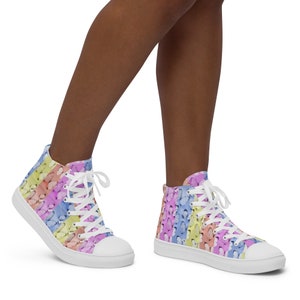 Women’s high top shoes lace up stripes butterflies canvas weekend casual artsy boho teen girl everyday shoe butterfly hi tops trendy cute