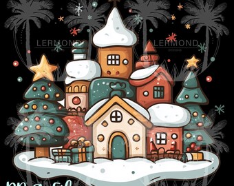 Kawaii Christmas Village PNG - Cute Digital Download for Holiday Crafts, Stickers, and Printables