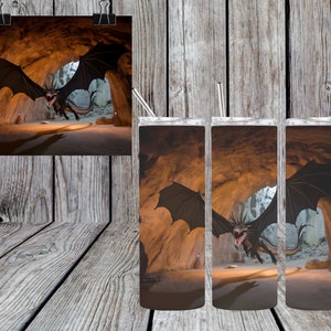 Black Dragon Tumbler PNG Sublimation Wrap: Fantasy Art (Digital Download)
