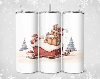 Kawaii Santa Sleigh Tumbler Design: Christmas Mug Decal (Digital Download)