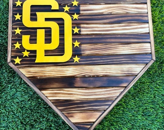 Padres wood burned flag