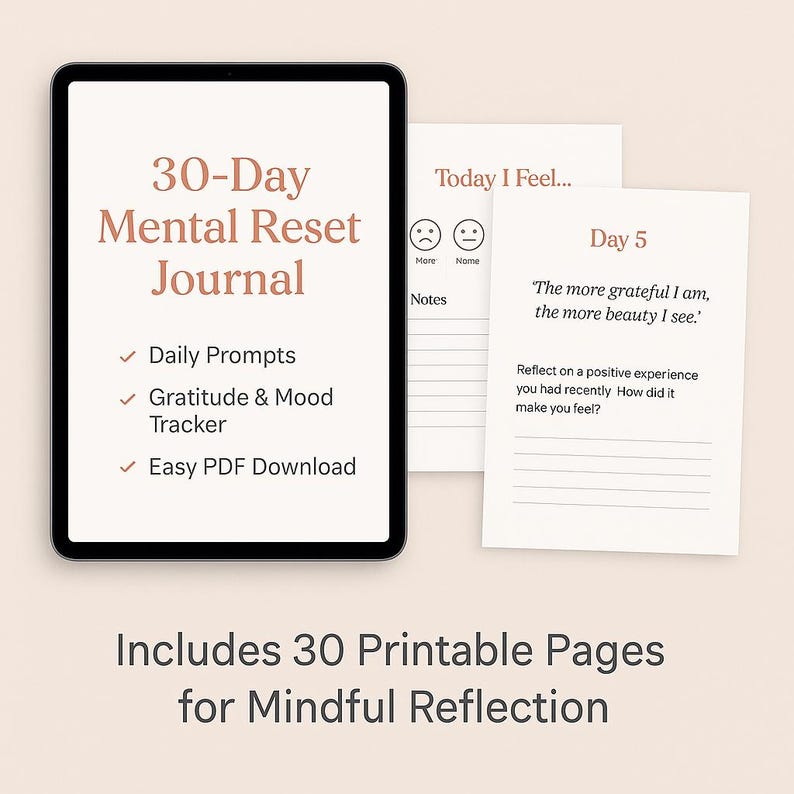 30-day Mental Reset Journal | Printable PDF | Mindfulness Journal ...