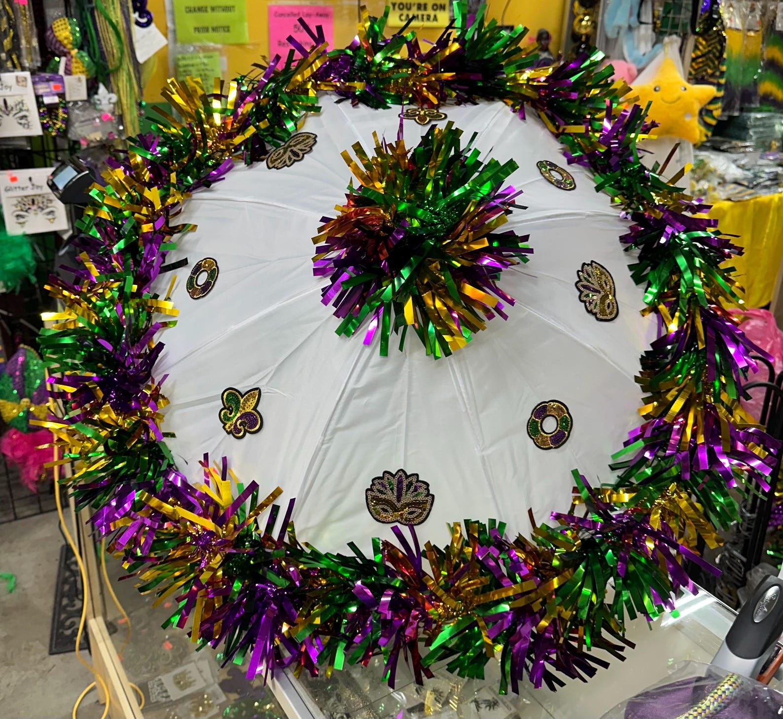 Second Line Mardi Gras Umbrella decorated