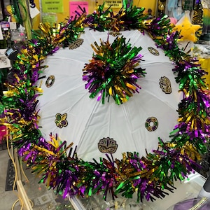 Second Line Mardi Gras Umbrella decorated