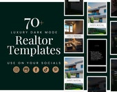Dark Aesthetic Real Estate Canva Templates, Social Media (70+)