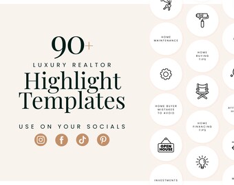 Copertine in evidenza per Instagram di immobili: modelli minimalisti per agenti immobiliari (Canva)