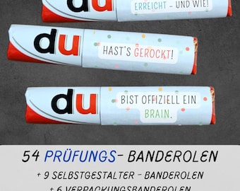 54 Duplo Banderolen bestandene Prüfung, für Schulabschluss, Abitur, Bachelor, Master, Führerschein, DIY Geschenkidee, Sofortdownload
