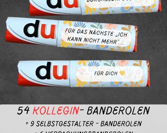 54 Duplo banderoles for work colleagues, gift for girlfriends and employees, last minute, PDF print template, DIY gift idea, instant download