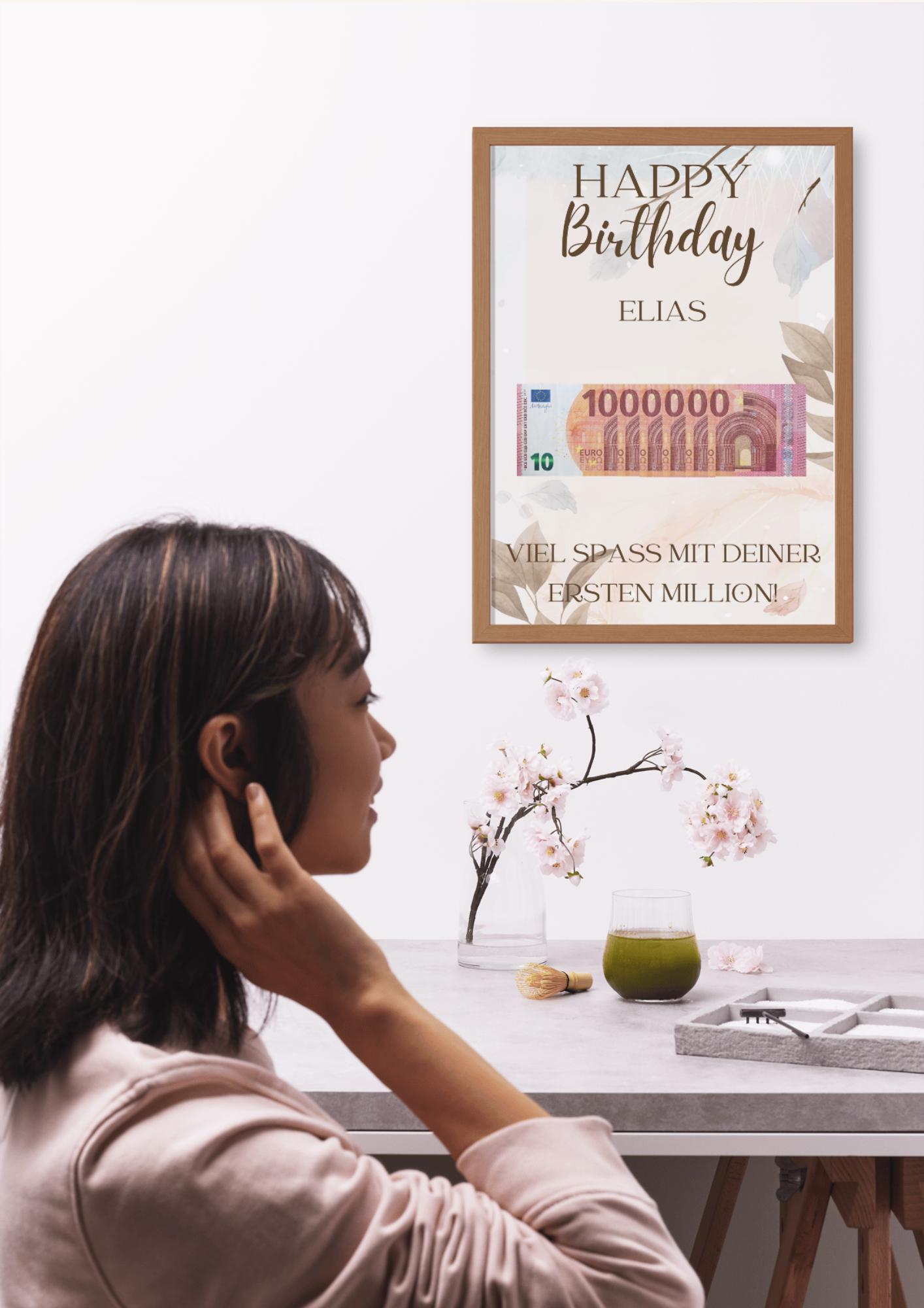 Regalo in denaro per un compleanno | A4 | Regala soldi in modo creativo | Il tuo primo milione | Regalo dell'ultimo minuto da stampare