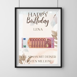 Geburtstagsgeschenk "Deine erste Million!", PDF Druckvorlage, Geldgeschenk personalisierbar