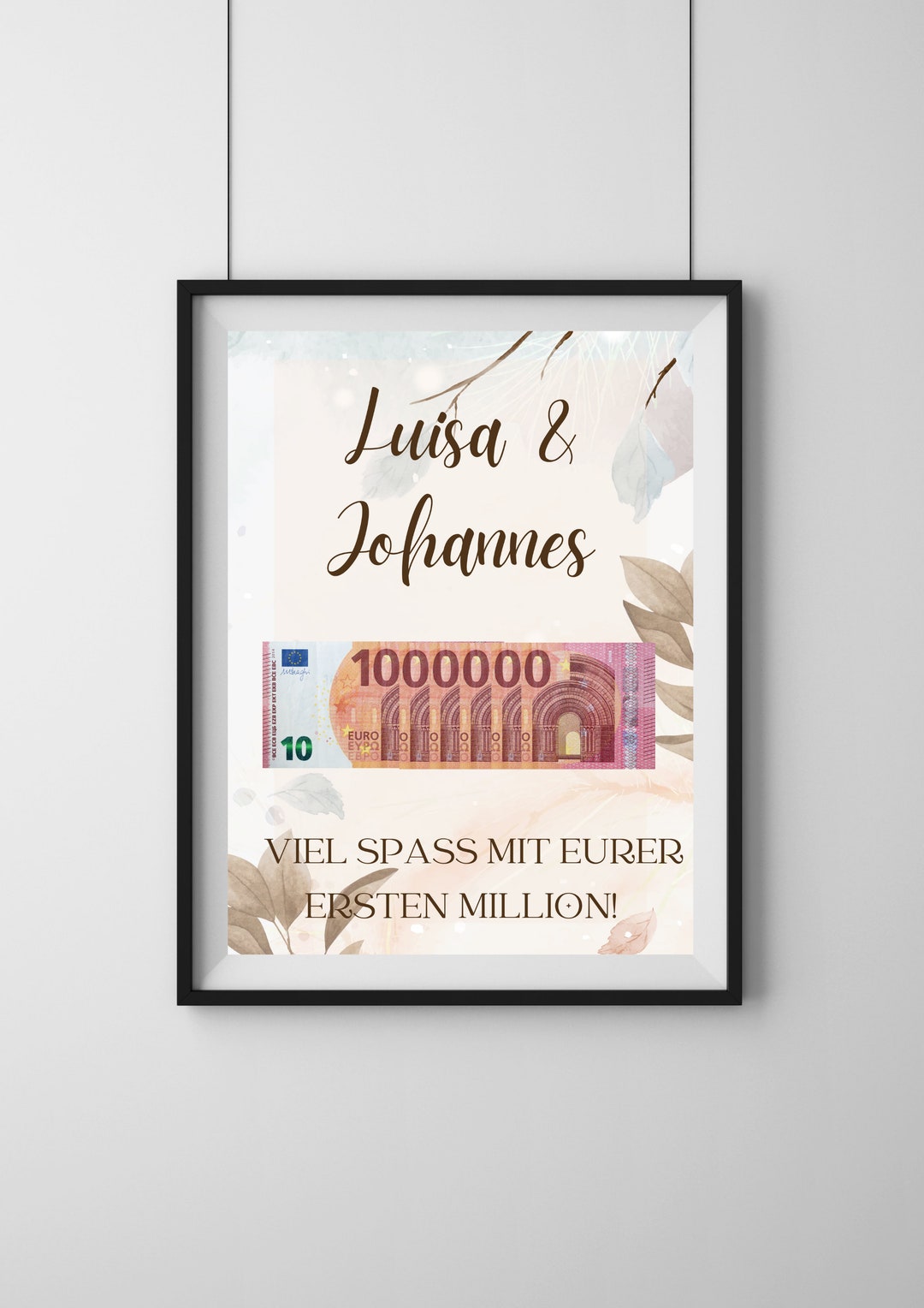 Eure Erste Million Vorlage Zum Drucken Geldgeschenk Eure erste Million, Hochzeit, personalisierte PDF Vorlage