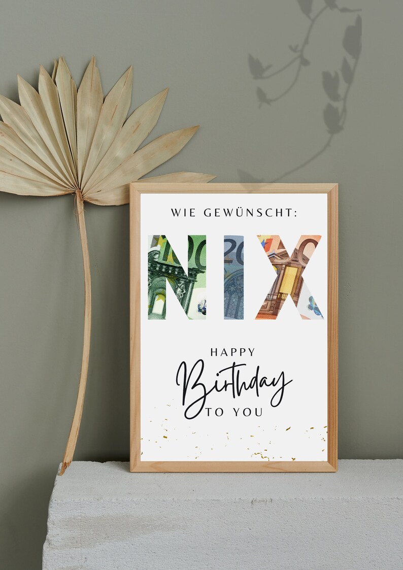 Geldgeschenk nix PDF Vorlage Zum Ausdrucken - Etsy Canada