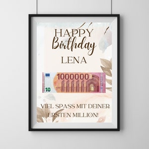 Money Gift "Your First Million!", Personalized PDF Template Printable, Birthday Gift Personalizable