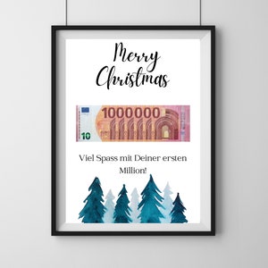 Presente de Natal "Feliz Natal", modelo de impressão em PDF, presente em dinheiro