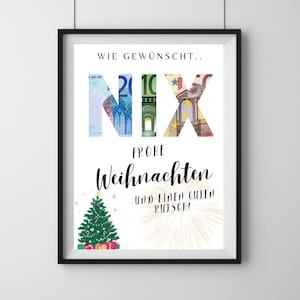 Weihnachtsgeschenk "NIX", PDF Druckvorlage, Geldgeschenk Weihnachten, personalisierbar