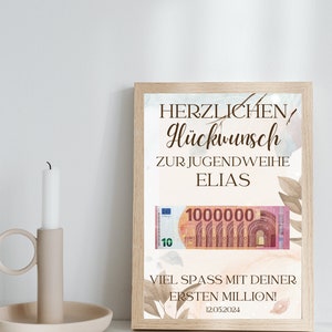 Geldgeschenk Jugendweihe Deine erste Million, personalisierte PDF Vorlage zum Ausdrucken, Geschenk zur Jugendweihe personalisierbar Bild 6