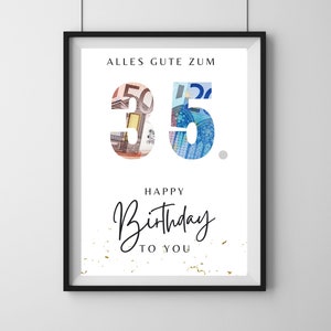 Geburtstagsgeschenk 35. Geburtstag, PDF Druckvorlage, Geschenkidee personalisierbar