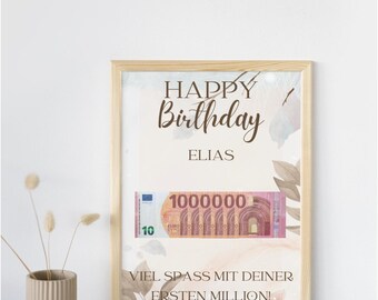 BINYI Regalo di compleanno, regalo di compleanno, regalo per il primo milione di regali in denaro, con cornice, regalo di compleanno