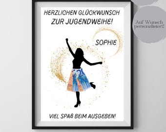 Youth consecration money gift for girls, women, PDF print template, gift for youth consecration, personalizable