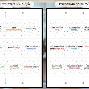 May include: Two white framed prints with German text and colorful confetti. The first print includes phrases like "Bist mein Lieblings, Kollege" and "Kannst das." The second print features phrases such as "Bist einfach toll" and "Machst unser Team komplett."
