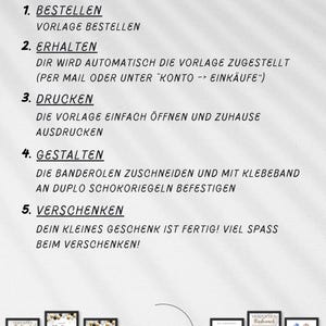 May include: A white background with black text instructions for a digital product. The text includes steps for ordering, receiving, printing, designing, and gifting. Below are framed examples of the product, with the text "Digital Designz" and "Digitale Vorlagen zum Sofortdrucken".
