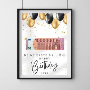 Regalo di compleanno "Il tuo primo milione!", modello di stampa PDF, regalo in denaro personalizzabile